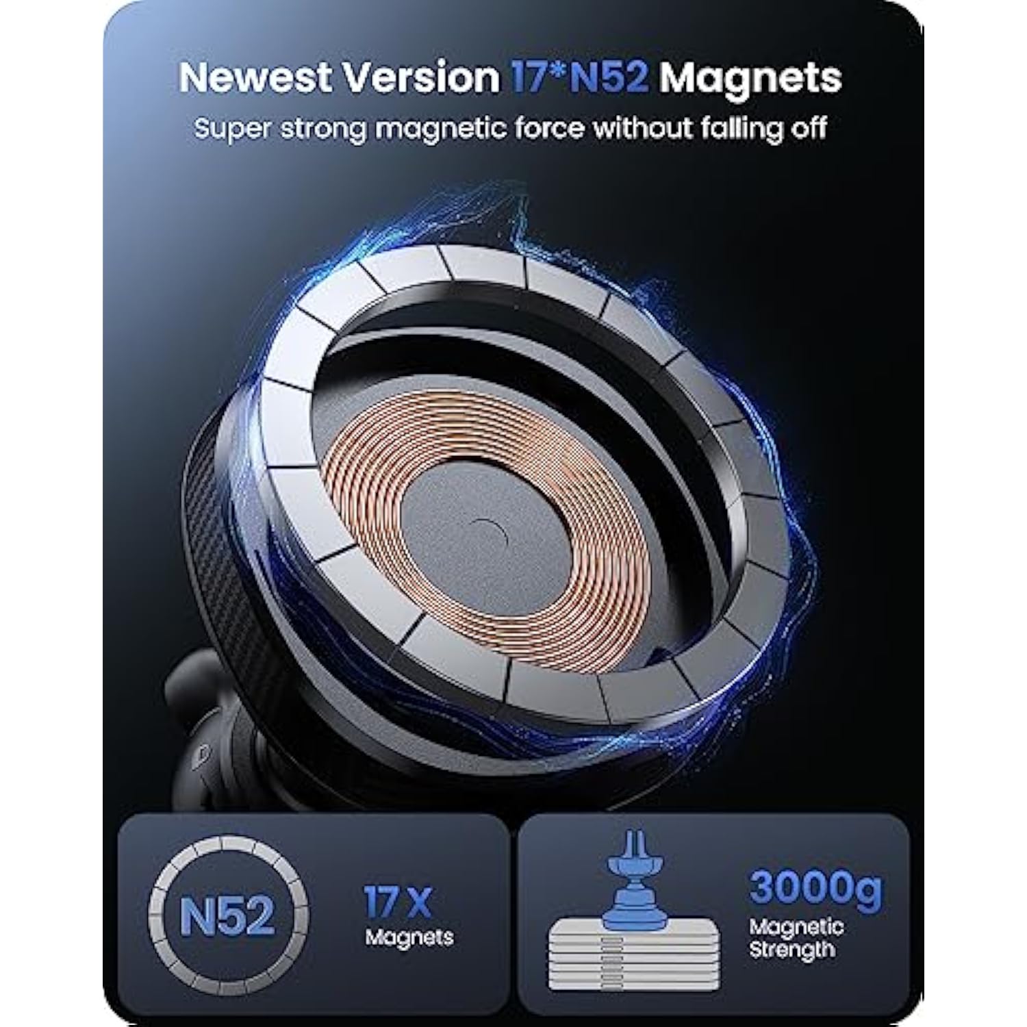 For Magsafe Car Charger, Magnetic Wireless Car Charger Compatible With Iphone 16 15 14 13 12 Series, 15W Fast Charging Car Phone Mount For Windshield Dashboard Air Vent [With Qc 3.0 Adaptor]