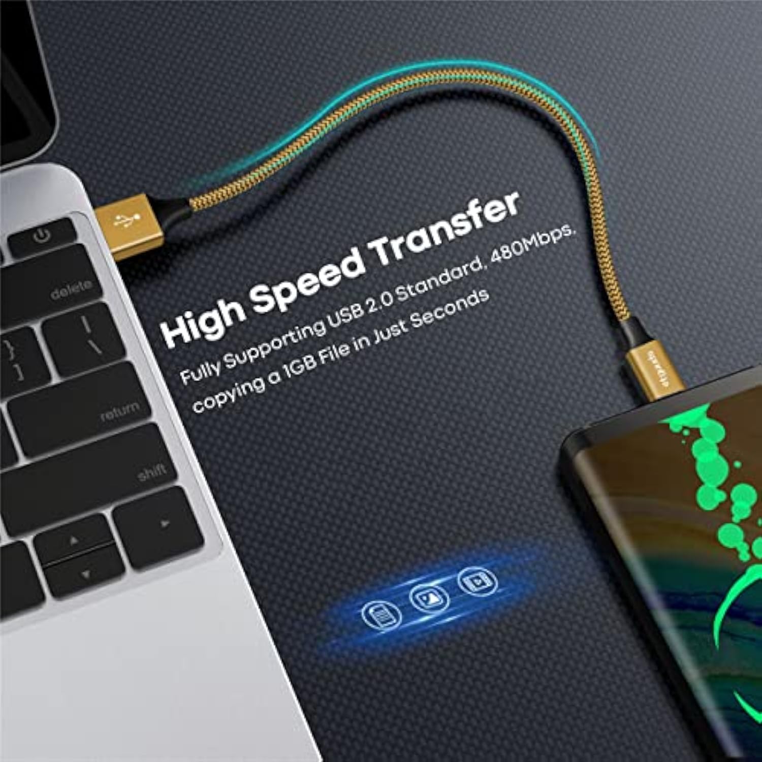 Short Usb C Cable Gold 1Ft Fast Charging, 2-Pack Usb A To Usb C Type Charger C