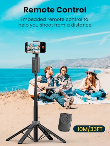 Face Tracking Tripod for iPhone & Android,57'' Expandable 360 Rotation Selfie Stick that Follows Your Movement Rotation w/Remote, No APP, Phone