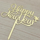 2026 Happy New Year Cake Topper Gold Mirror Acrylic for Party Decorations