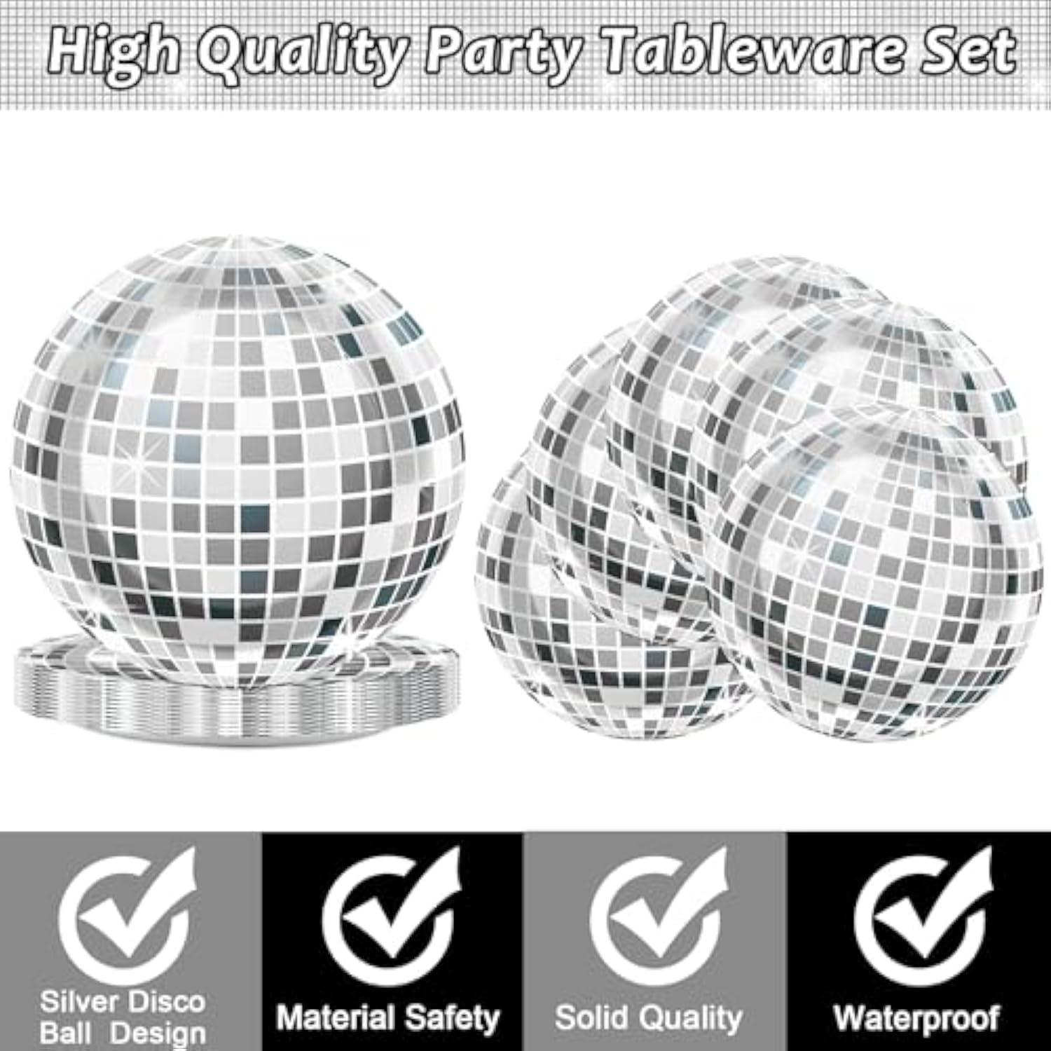 200Pcs Disco Theme Party Plates And Napkins 1970S Birthday Party Decorations Silver Disco Ball Paper Plates 70S Disco Party Tableware Set Serves 50 Guests Baby Shower Wedding Party Supplies Favors
