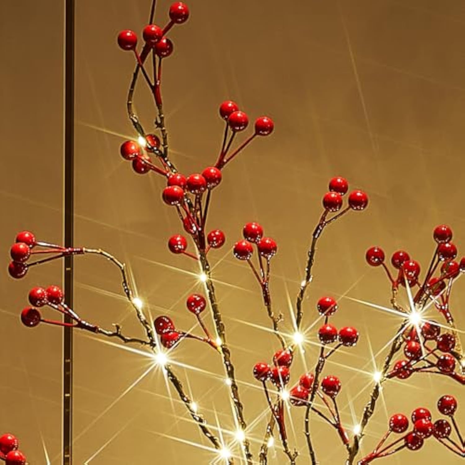 Lighted Red Berry Branches 80 Led Fairy Lights With Timer Usb Plug In Or Battery Operated