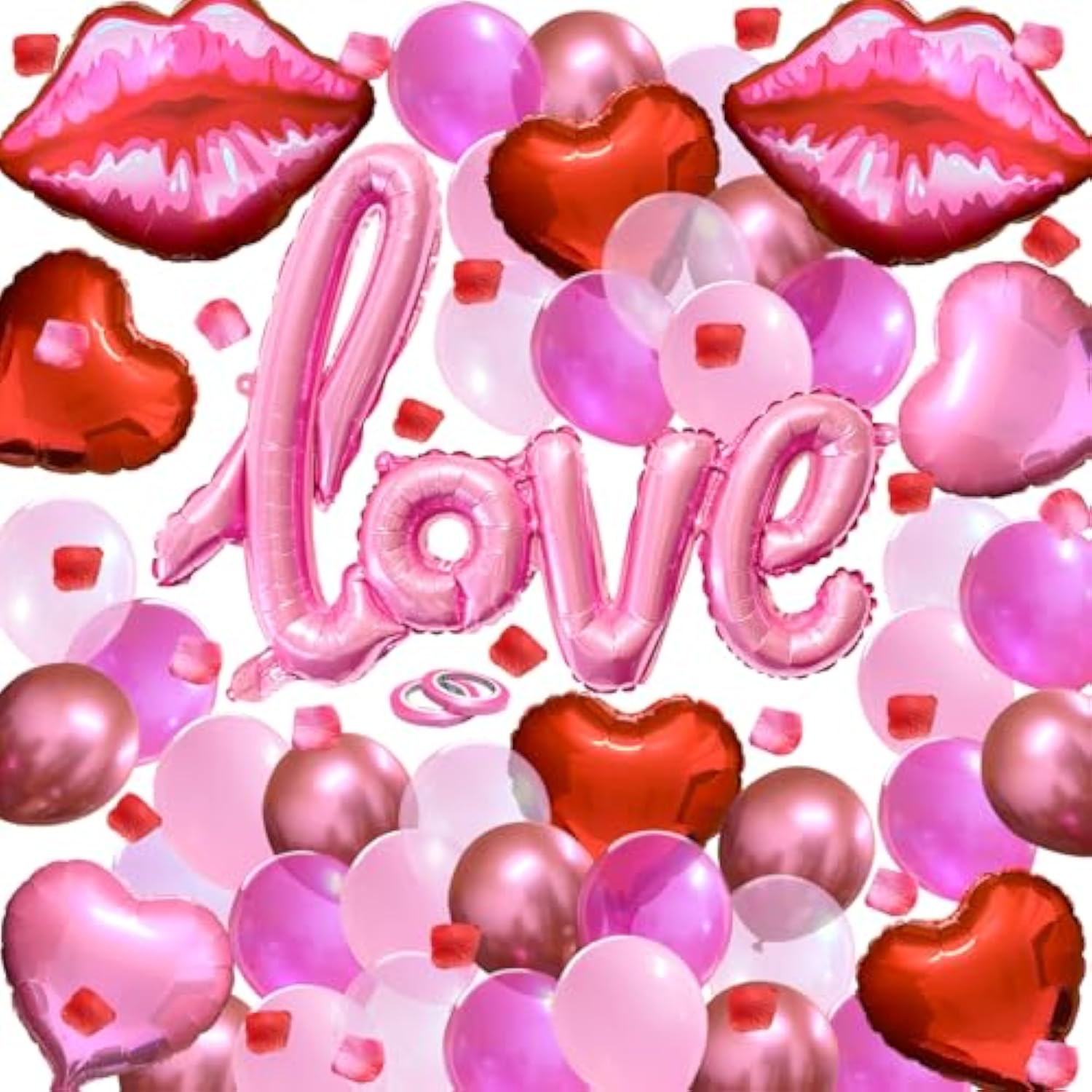 Valentines Day Decor Love Balloon Set, Pink Aluminum Film Large Lips,
