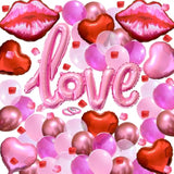 Valentines Day Decor Love Balloon Set, Pink Aluminum Film Large Lips,