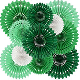 Green White Party Decoration Hanging Honeycomb Round Paper Fans Kit For Theme Birthday Baby Shower Summer Forest Patrick'S Irish Backdrop Party Supplies?11Packs?