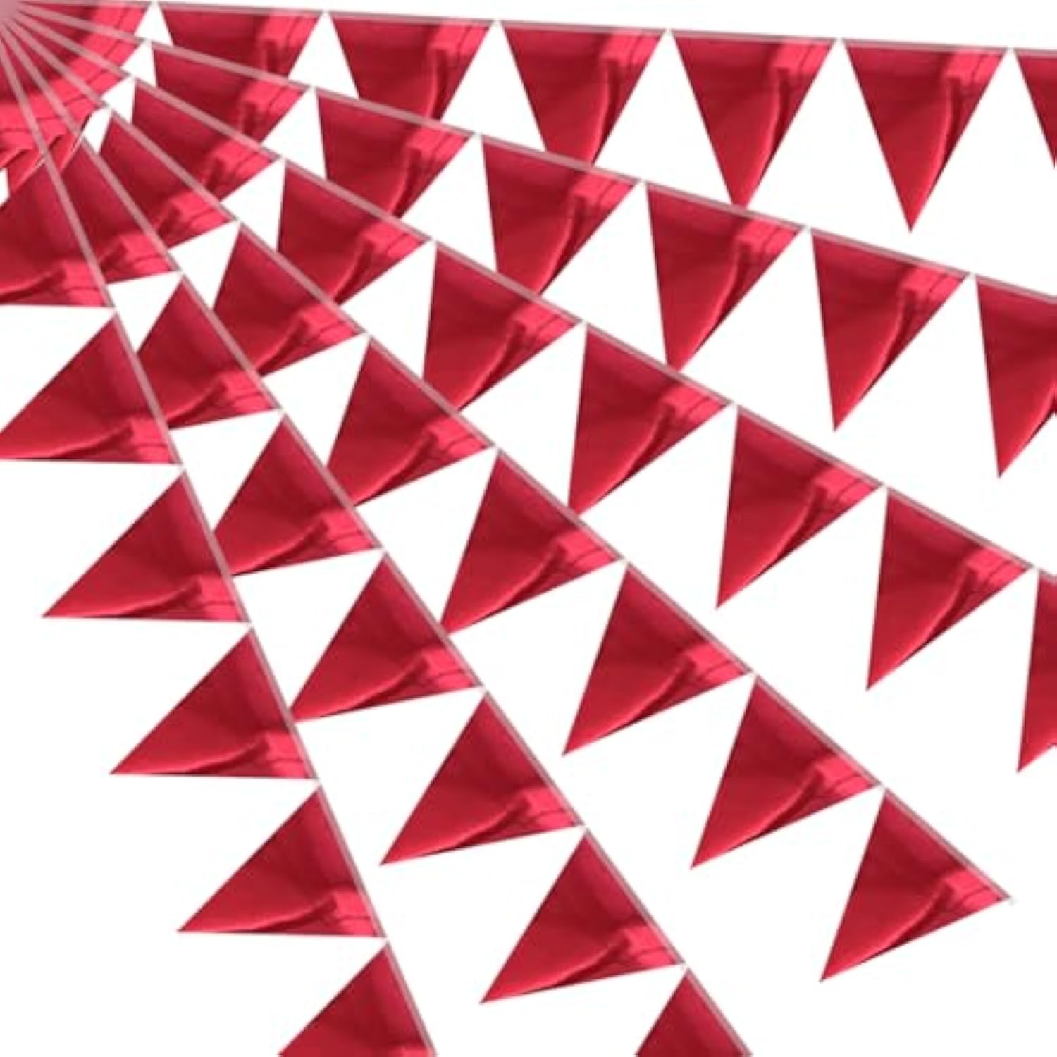64Ft Red Triangle Pennant Banner Flag Metallic Paper Bunting Garland For Hanging Backdrop Birthday Party Decorations Graduation Bachelorette Bridal Wedding Baby Shower New Year Party Supplies