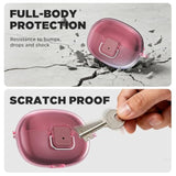 Double Security Lock Case for SHOKZ OpenDots ONE Open-Ear Headphones with Keychain & Cleaning Kit, Shockproof Clear TPU Protective Cover for SHOKZ OpenDots ONE Clip-On Earbuds Charging Case (Clear Pink)