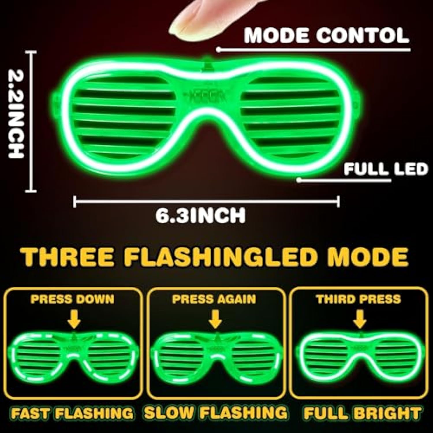 100pcs Light Up Glasses & LED Bracelets 6 Colors 3 Modes Glow Party Favors