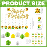 Sunflower Birthday Party Decorations, Yellow Green Birthday Decorations Inlcudes Sunflower Banner Honeycomb Balls Hanging Swirls For Party Supplies