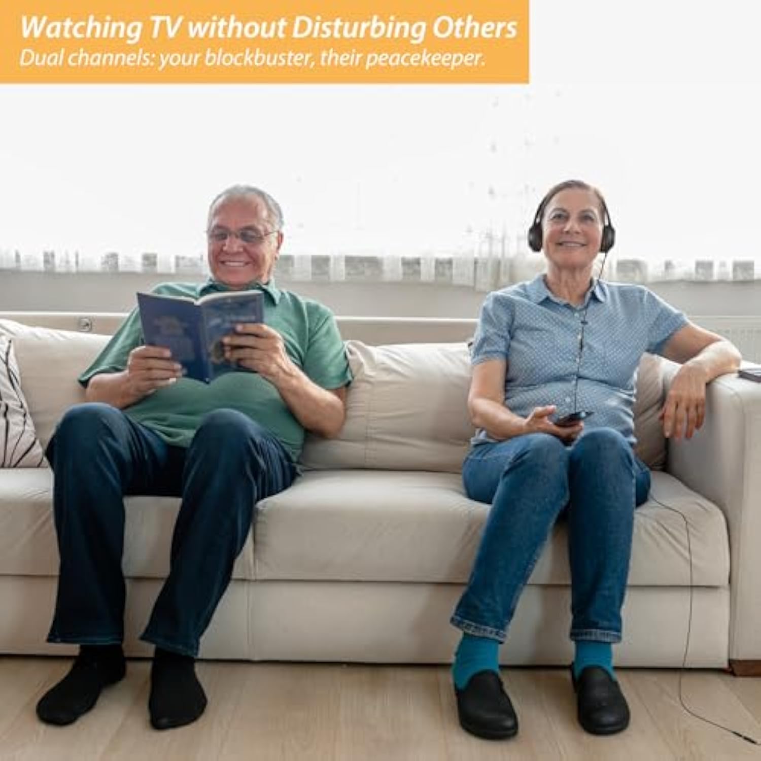 20Ft Extra Long Cord Headphones For Tv & Pc With Volume Control, Wired Tv Headset With Extension Cable, 3.5Mm Aux Jack With Usb & Rca Adapters For More Tvs, Senior Friendly