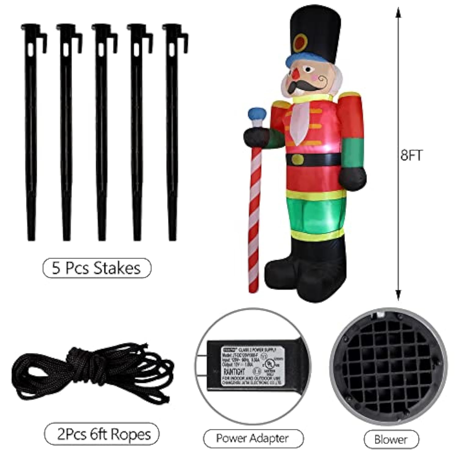 8 Ft Christmas Inflatable Nutcracker Soldier Outdoor Decorations, Blow Up Decorations Santa Soldier With Led Lights For