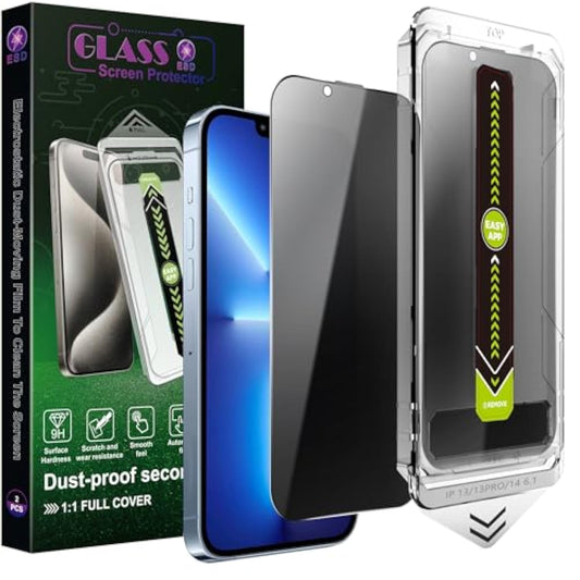 (2-Pack Anti-Spy Privacy Screen Protector For Iphone 16E/13/13 Pro/14(6.1-Inch),9H Tempered Glass,Full Coverage,Anti-Fingerprint,Auto Dust Removal,Bubble-Free,Easy Installation