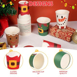 48 Pcs Merry Christmas Disposable Cups, 4 Designs Xmas Drinkware 9 Oz Paper Cup, Snowflake Santa Elk Christmas Cups For Hot Chocolate Coffee Cold Beverage Holiday Tableware Supplies Favors