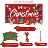 Merry Christmas Banner Decorations Outdoor Hanging Banner Bunting Flags Christmas Background Backdrop Banners Photo Props Xmas Party Supplies Set For Indoor Wall
