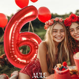40-Inch Big Red Number 6 Foil Helium Balloon Jumbo Birthday Anniversary Decor
