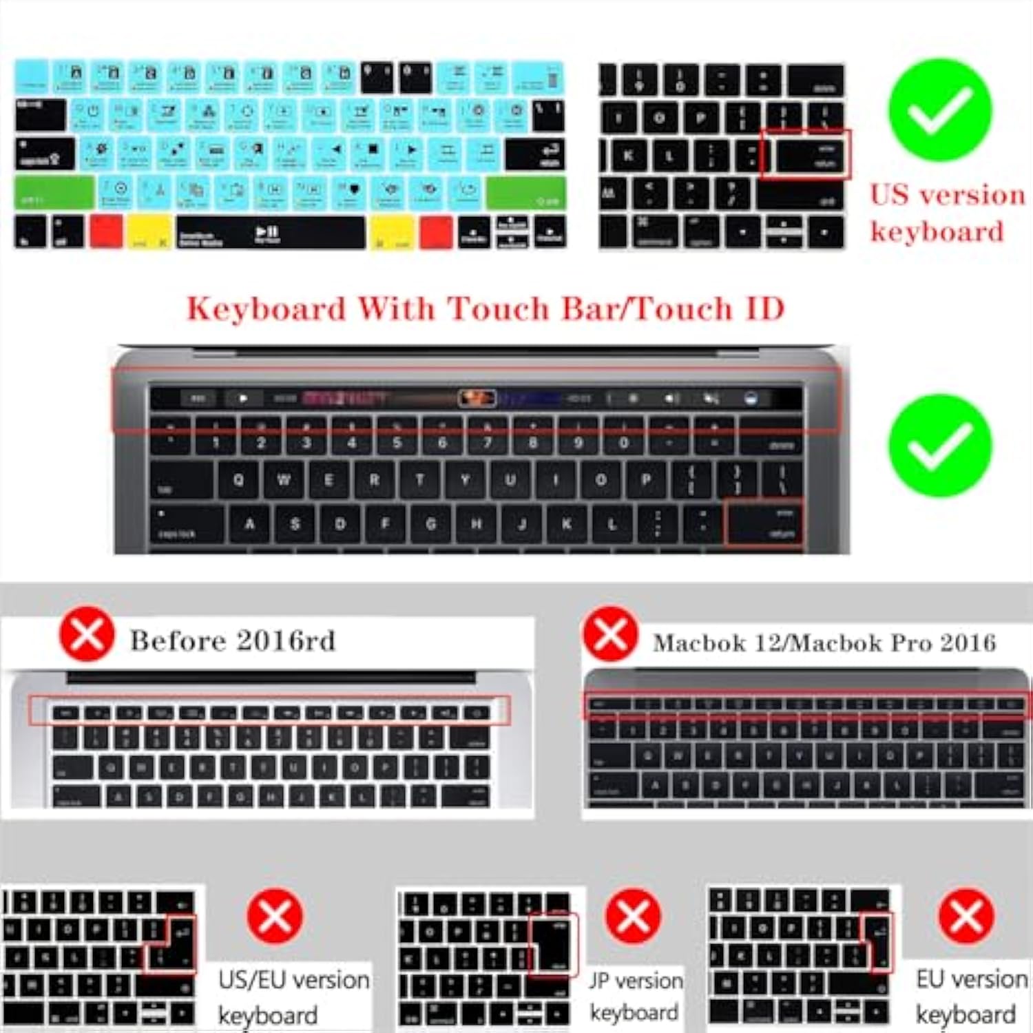 Davinci Resolve Shortcuts Keyboard Cover For Macbook Pro 14 16 M1 M2 Macbook P
