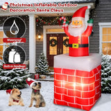 6Ft Christmas Inflatables Santa Claus In The Chimney Automatic Up And Down, Outdoor Blow Up Santa Claus Yard Decorations