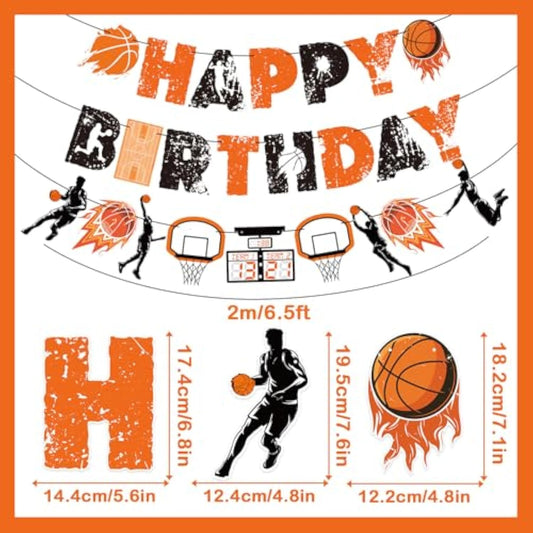 Basketball Happy Birthday Banners?Basketball Themed Party Decorations, Basketball Themed Party Supplies Basketball Slam Dunk Garland Birthday Party Bunting Sign For Kids Teenagers Boys Men