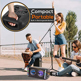 Bluetooth Speaker & Microphone System - Portable Stereo Karaoke Speaker with Wired Mic, Built-in LED Lights, MP3/USB, FM Radio (6.5 Subwoofers, 500