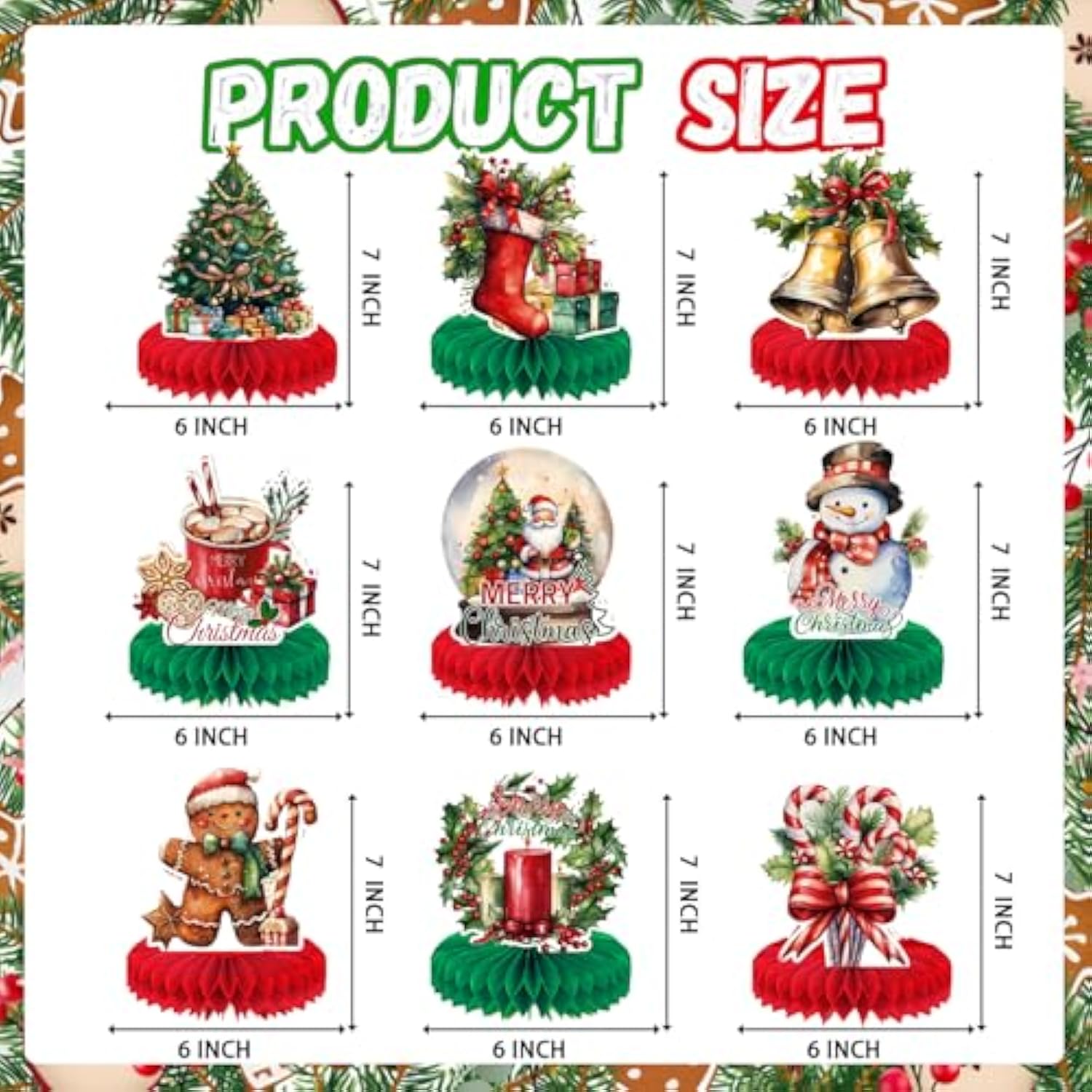 9pcs Christmas Honeycomb Table Centerpieces Party Decorations