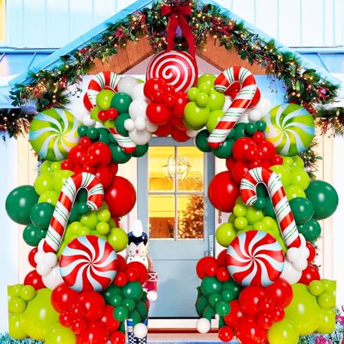 Christmas Balloon Garland Kit,Xmas Red and Green Balloon Arch Kit