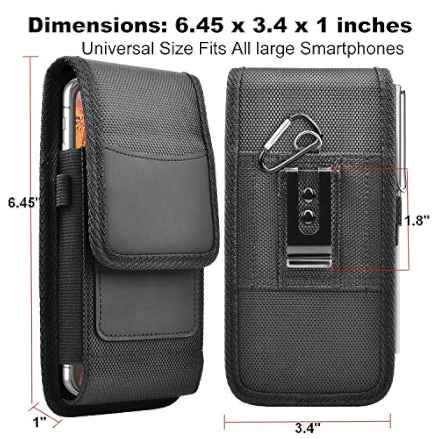 Phone Holster For Samsung Galaxy S25 Ultra S24 Plus S23 S22 S21 Fe S20 Note 20 A35 A16 A23 A15 A51 A71, Moto G Stylus 5G Nylon Cell Phone Belt Clip Holster Carrying Pouch W Card Holder,Black