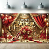 Red High Heel Birthday Backdrop for Women, 71x43in, Durable Polyester Fabric Party Decor