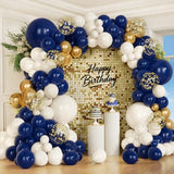 136PCS Navy Blue Ivory Gold Balloon Arch Kit with Confetti Latex Balloons for Birthday, Graduation, Wedding, Corporate Events, Cruise Ship Parties & Elegant Backdrops