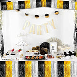 10 Pack 10 Feet Foil Fringe Garland Metallic Tassle Banner Wall Hanging Tinsel Streamers Backdrop For Parade Floats, Notorious One Birthday Roaring 20S Graduation Party Decorations(Black Gold Silver)