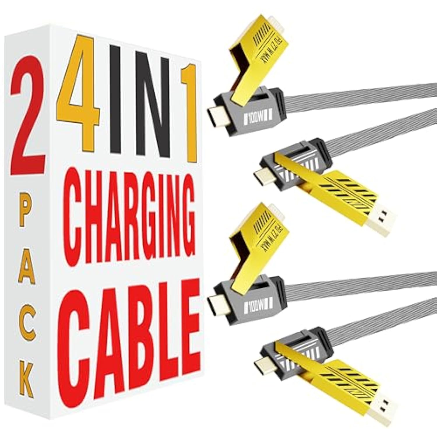 4 In 1 Charging Cable 2-Pack, 100W Usb C To Lightning Cable 6Ft, Fast Charging [480Mbps] Flat Nylon Braided Charger Cord With Lightn-Ing/Usb C/Usb A Port For Iphone Ipad & More