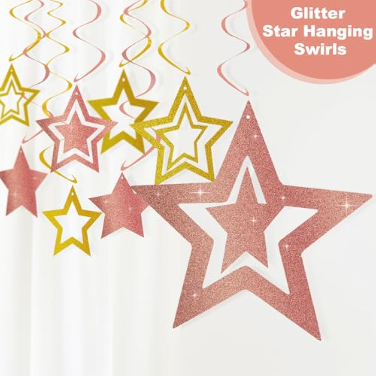 Rose Gold Birthday Party Decorations Supplies Happy Birthday Banner Honeycomb Balls Fringe Curtain Foil Balloons Hanging Swirls Cake Topper Tablecloth Party Supplies For Women Girls