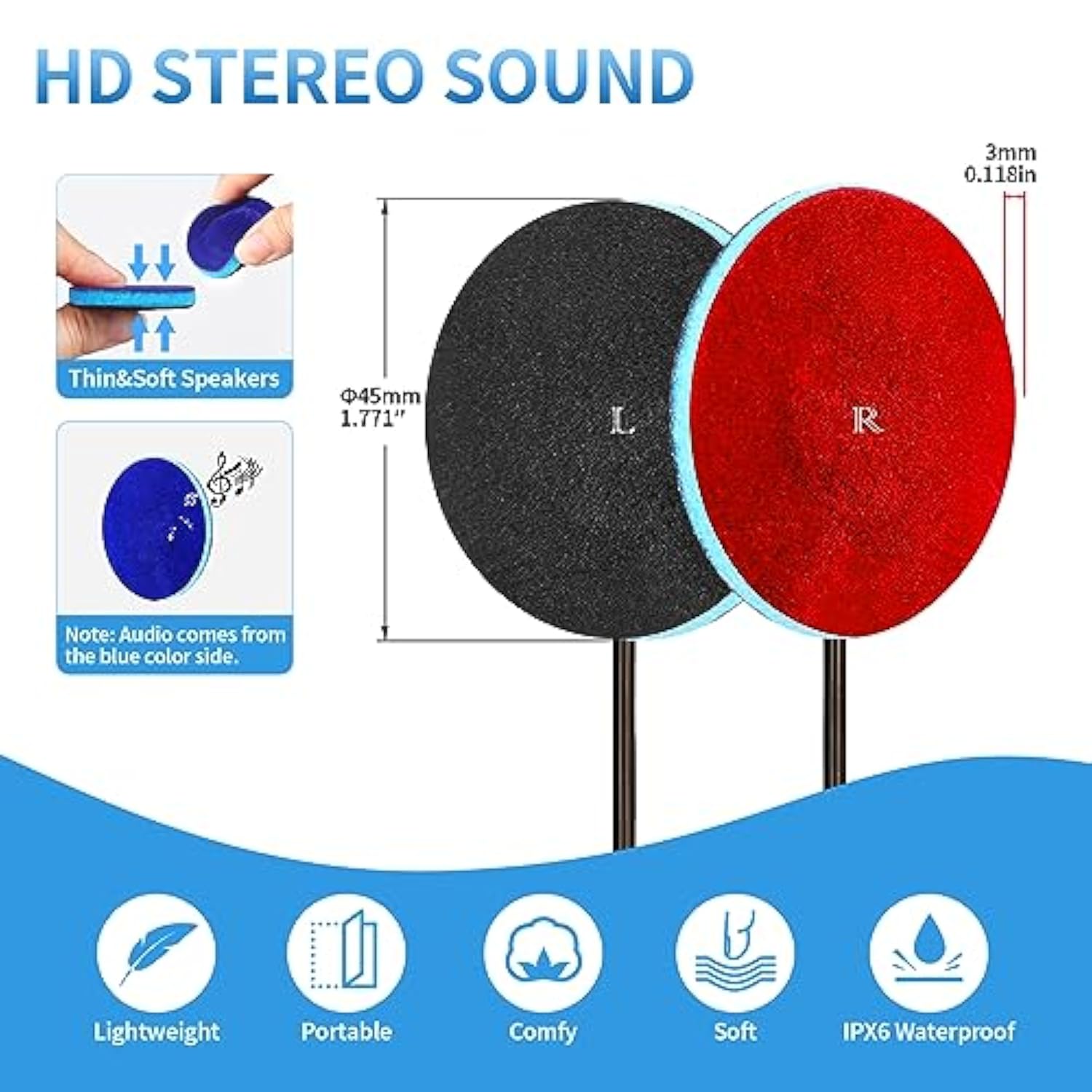 Sleep Ultra Thin Pillow Speakers With Stereo For Sleep Wired Headphones. Headb