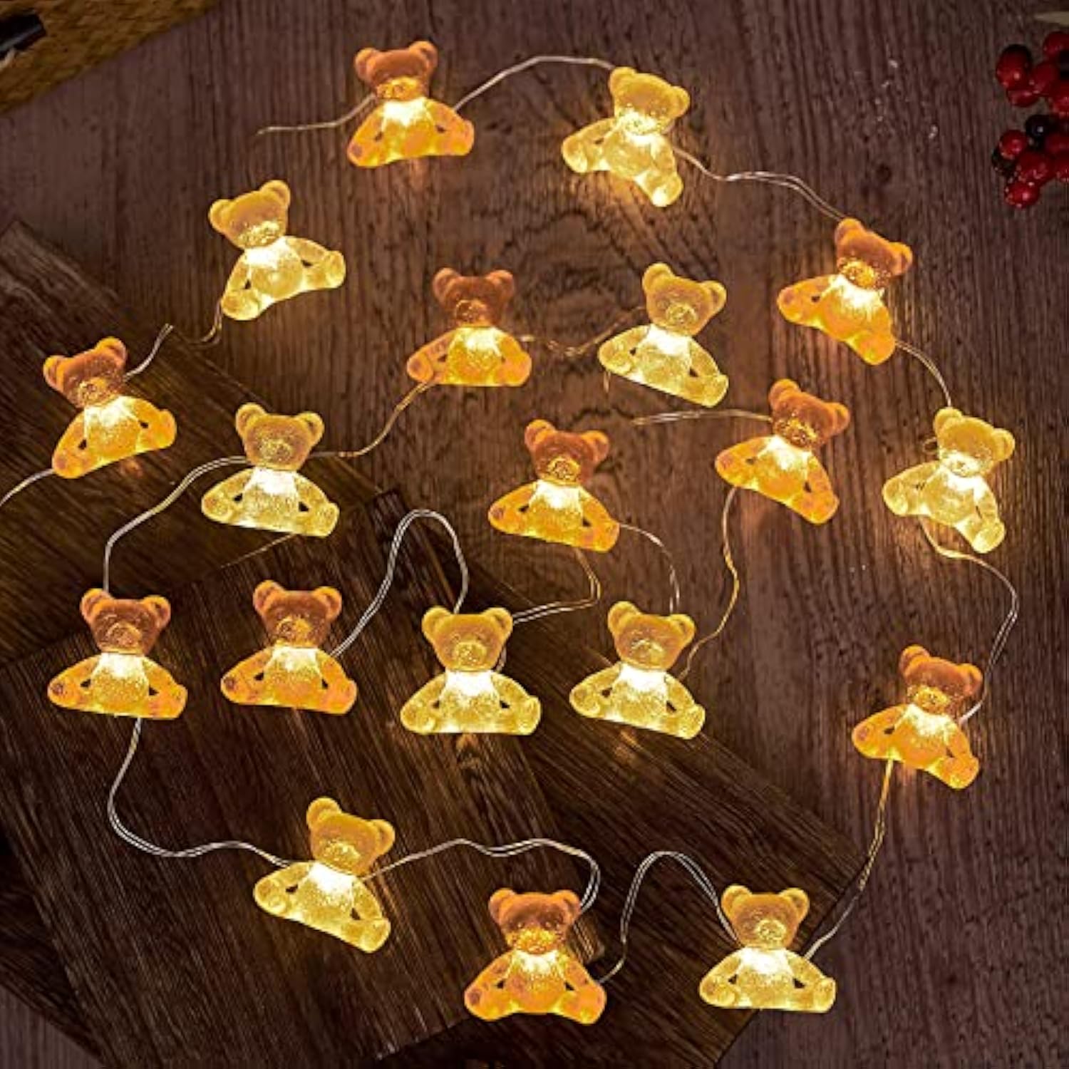 Cute Teddy Bear Novelty String Lights Indoor Decorative Light 20Led 8.5Ft Battery Operated Night Light Fairy Lights For