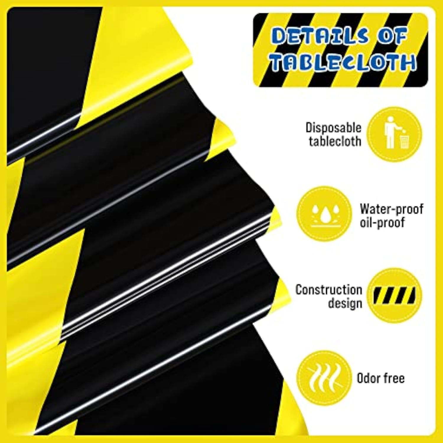 3 Pcs Construction Tablecloth Black Racetrack Party Tablecover For Kids Racing Car Theme Birthday Party Supplies Runner Plastic Rectangular Table Cover Table Decorations For Birthday Supplies