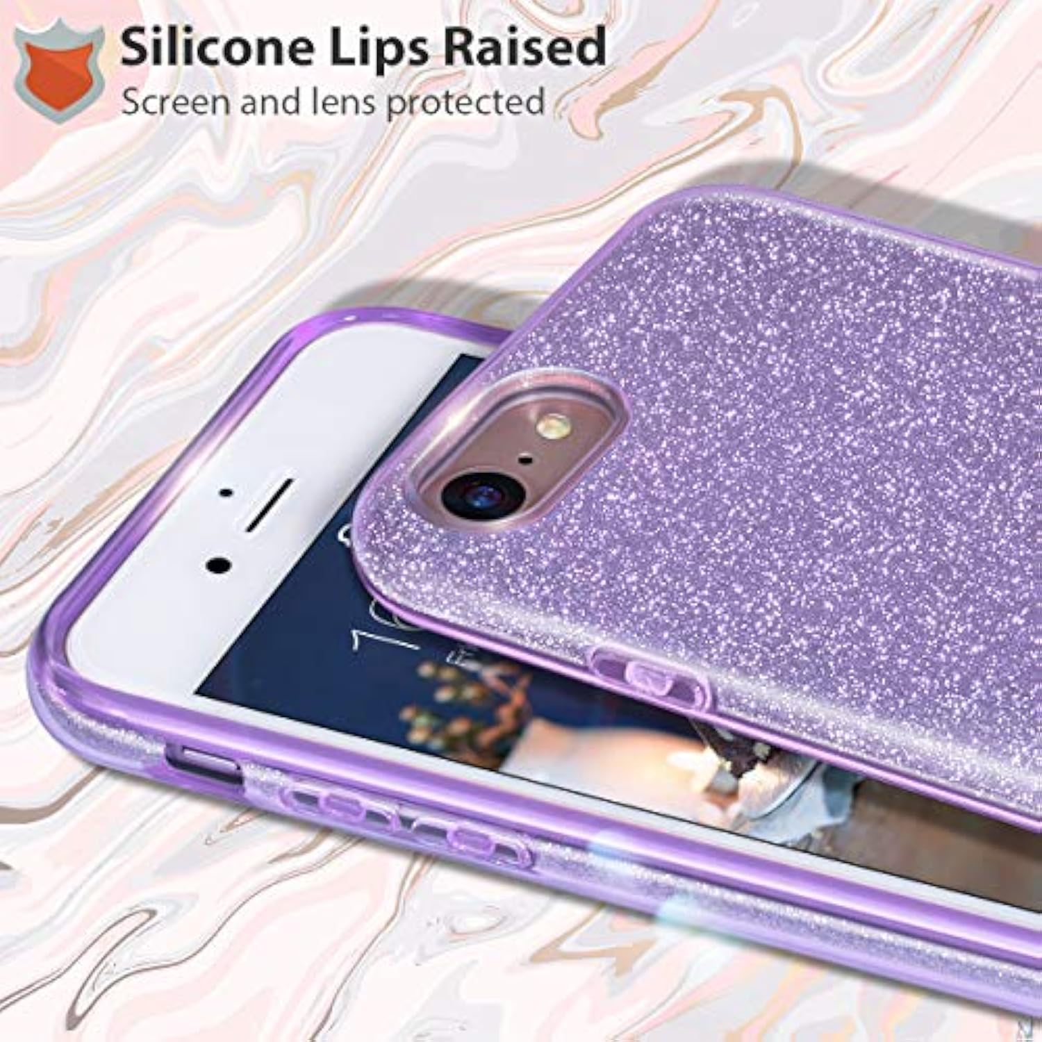 Compatible With Se 2022 Cse, Se 2020 Case, 8 Case, 7 Glitter Bling Sparkle Cute Girls Women Protective Case For 7/8/Se (Purple)