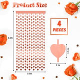 4 Pcs Valentine Heart Foil Curtain Rose Gold Heart Chain Foil Fringe Metallic Tinsel Backdrop Hanging Bachelorette Decorations Tinsel Streamer For Wedding Birthday Bridal Shower