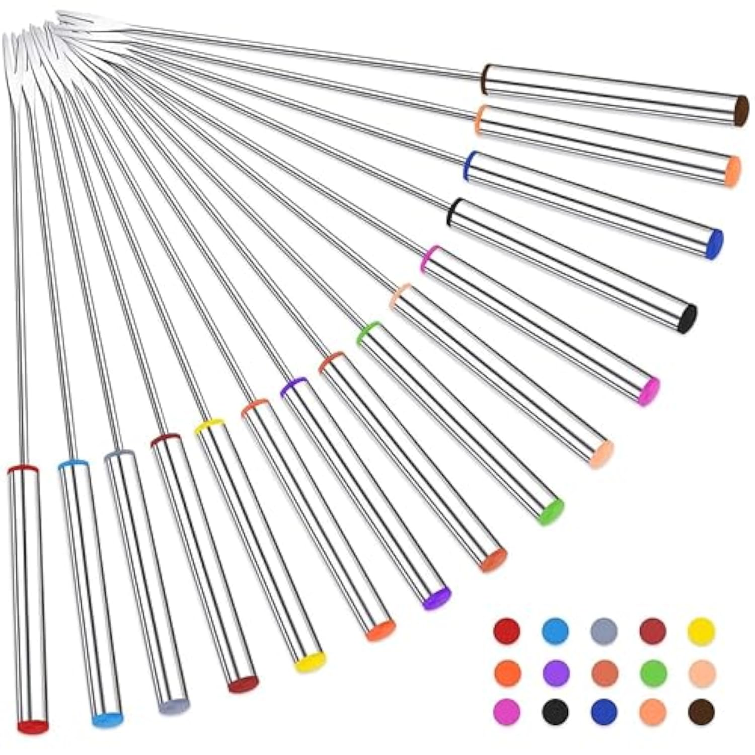 15Pcs 9.6 Inch Fondue Sticks Stainless Steel Forks With Heat Resistant Handle For Roast Meat Chocolate Dessert Cheese Marshmallows