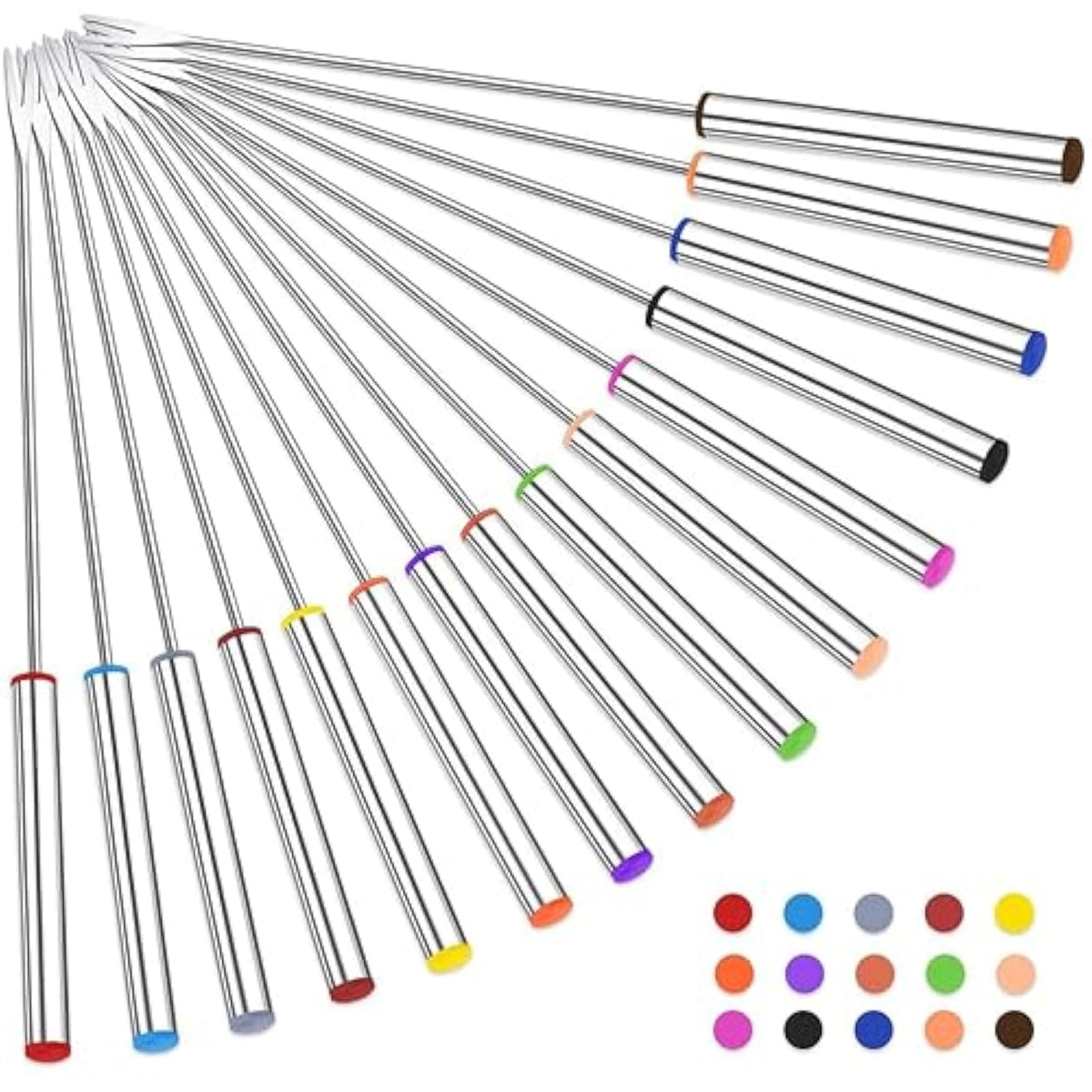 15Pcs 9.6 Inch Fondue Sticks Stainless Steel Forks With Heat Resistant Handle For Roast Meat Chocolate Dessert Cheese Marshmallows