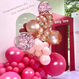 146-Pc Rose Red & Pink Champagne Balloon Garland Kit for Birthday, Wedding & More