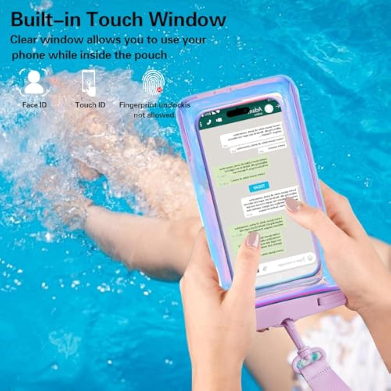 4 Pack Iridescent Waterproof Phone Pouch Up to 8.3 Inch IP68 Outdoor Use