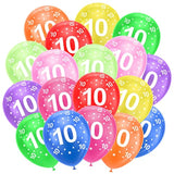 10th Birthday Balloons, 18 Pcs Printed Latex Party Decor for 10-Year Celebrations