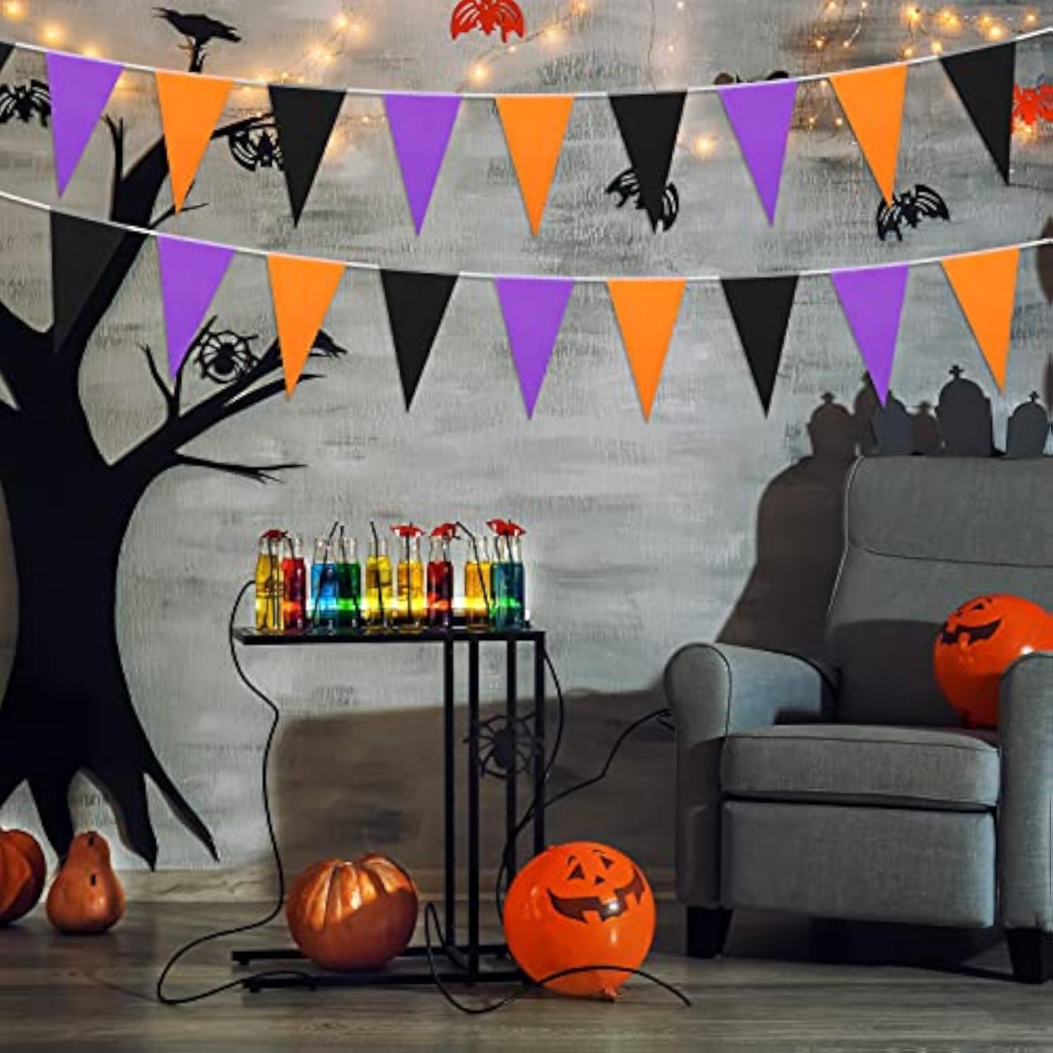 165ft Halloween Pennant Banner Triangle Flag Garland for Indoor Outdoor Party Decor