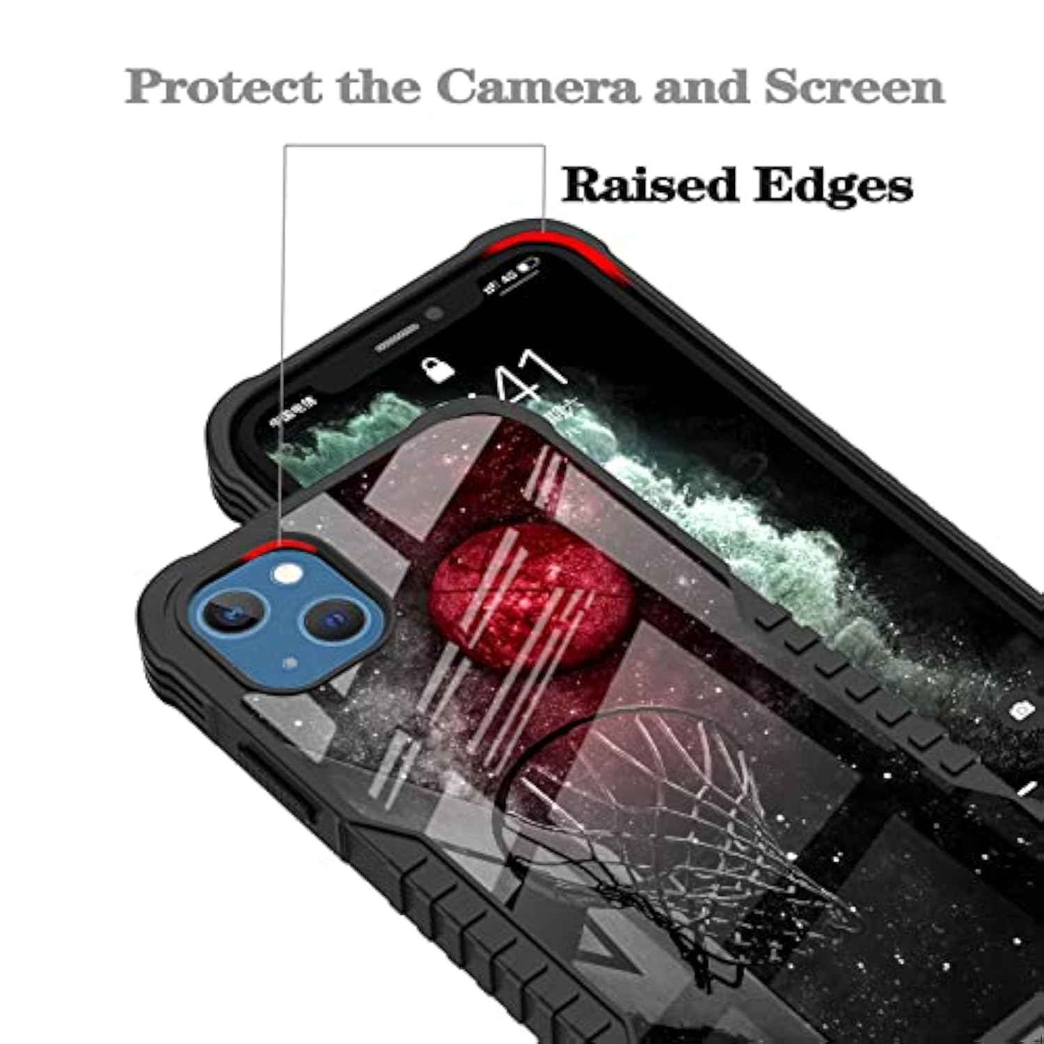 Compatible With Iphone 13/14 Case Cool Basketball Universe Starry Sky Design, Edge Protection Shock-Proof Anti-Scratch Hard Back And Tpu Frame Drop Proof Iphone 13/14 Case For Boys Men