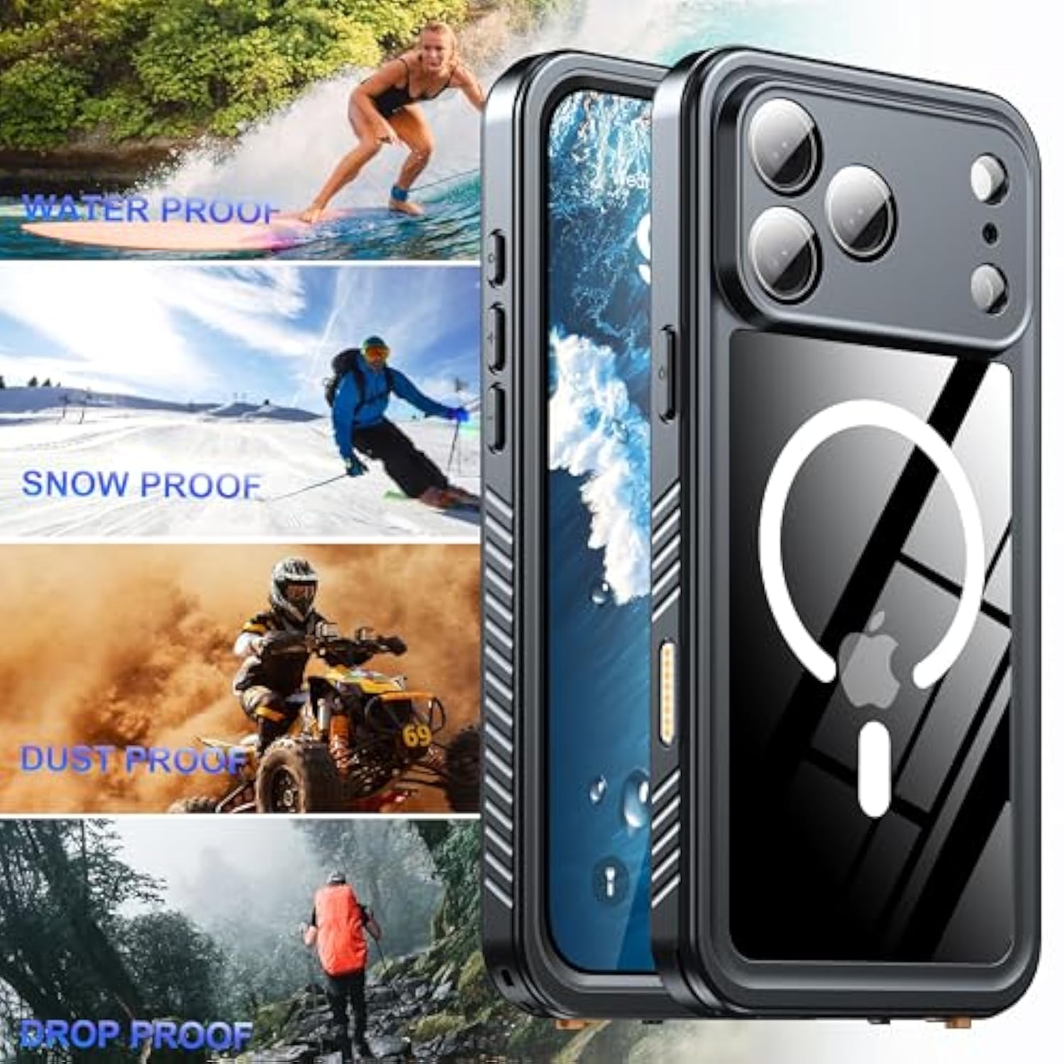 Magnetic For Iphone 17 Pro Max Case, [Ip68 Waterproof][Wireless Charging][Built-In Lens & Screen Protector][Military-Grade Drop Protection] Full-Body Shockproof Case For Phone 17 Pro Max Black