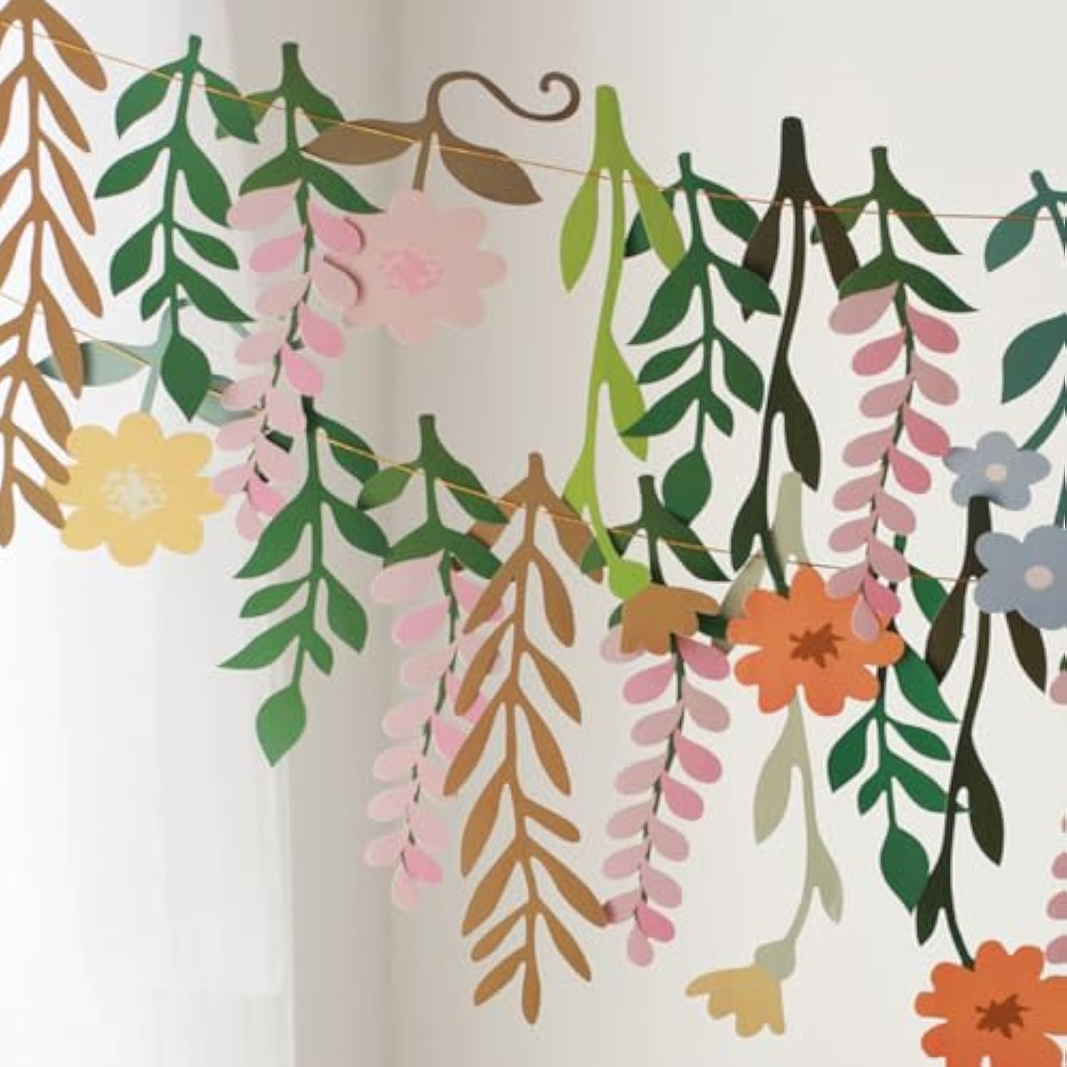 Paper Flower Garland with Rectangular Leaves for Wedding Birthday Baby Shower