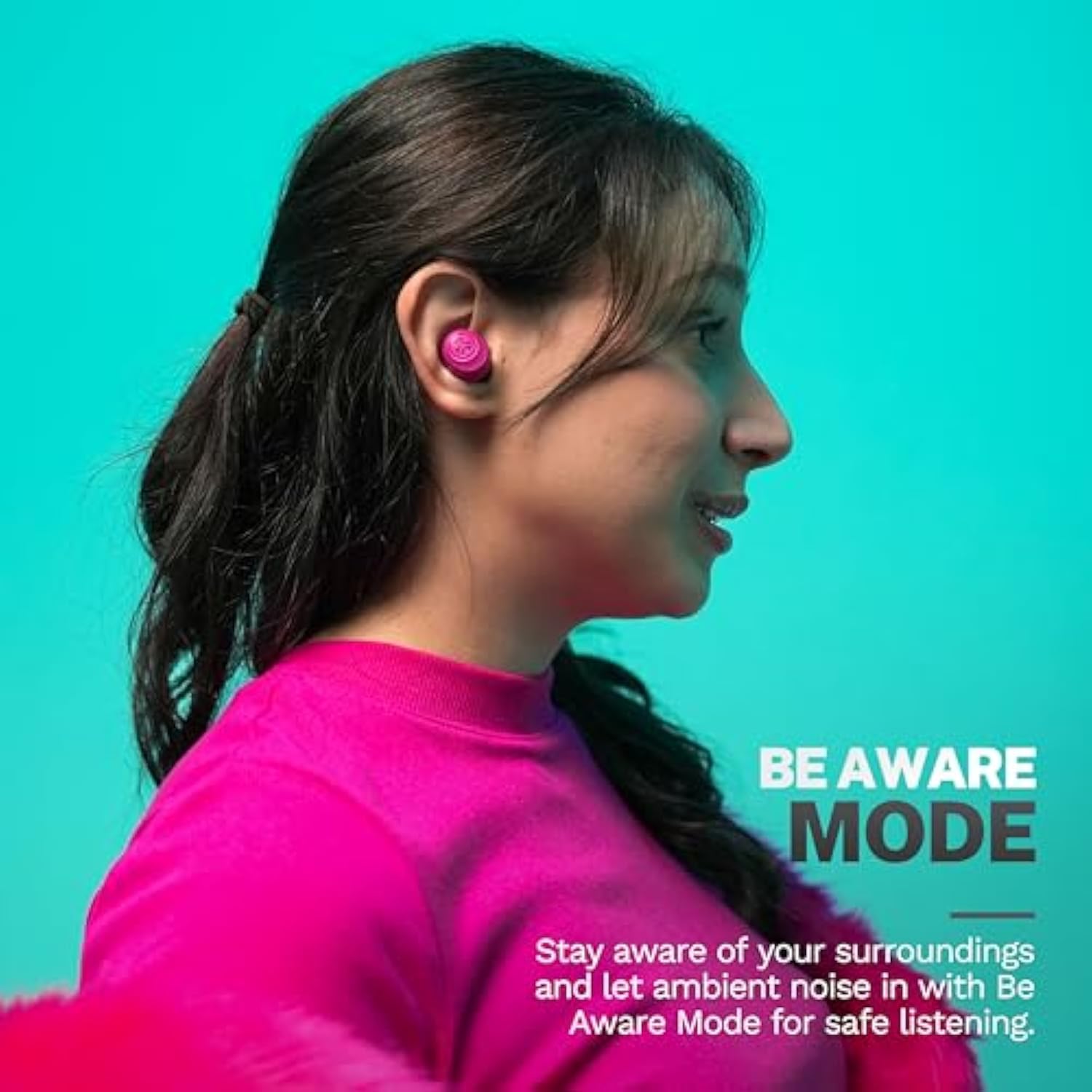 Go Air Pop+ True Wireless Earbuds, In Ear Headphones, Bluetooth Earphones, 35H Playtime Ear Buds, Bluetooth Earbuds With Microphone, Usb-C Charging Case, Dual Connect, Eq3 Sound, Dark Pink