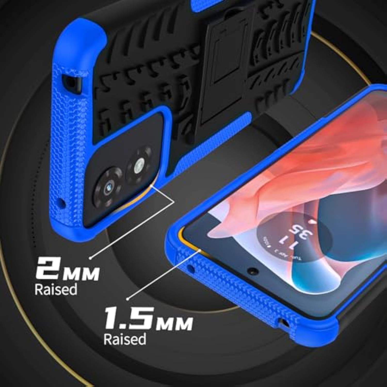 For Moto G Play 2024 Case With 2 Pack Screen Protector, Grade Shockproof, Heavy Duty Robust Bumper Cover With Kickstand For Motorola G Play 2024 Phone Blue