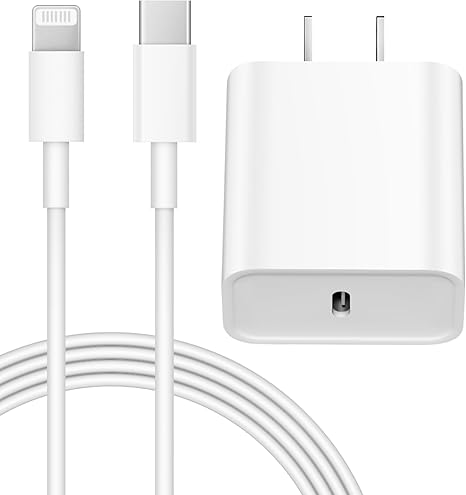 20W USB C Fast Charger with 6FT USB C to Lightning Cable for iPhone 14 13 12 11 iPad PD Wall Charger