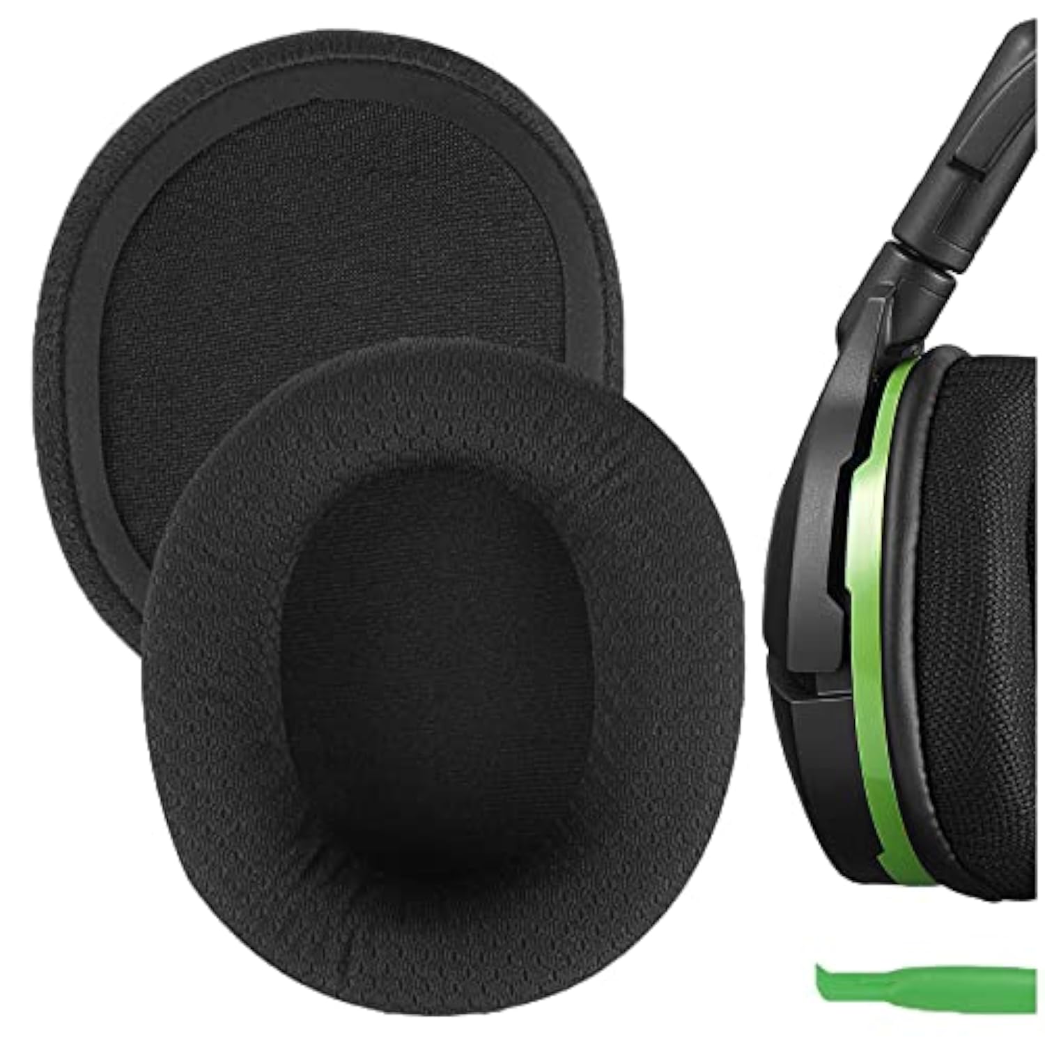 Geekria Comfort Mesh Fabric Replacement Ear Pads for Turtle Beach Stealth 600/500/ 400/300 Headphones Ear Cushions, Repair Parts (Black)