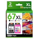 67Xl Ink S Black/Color Combo Pack Compatible For Hp Ink 67 67Xl Work For Deskjet 2700 2700E 2755 2755E 2855E 4100 4155E 4133E 4255E Envy 6000 6455E 6020E 6400 6475E 6075 6055E Printer 2 Pack
